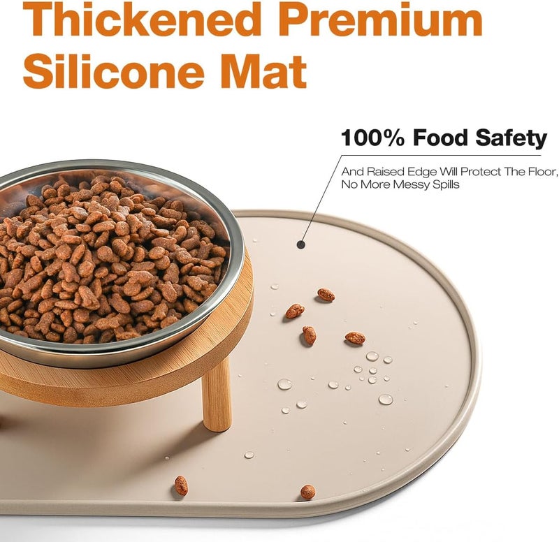 Summark Elevated Cat Bowls with Food Mat,6.3 Inches Shallow Raised Bowls Whisker Friendly,2 Stainless Steel Cat Food and Water Dishes for Cats and Puppies,Dishwasher Safe - Image 4